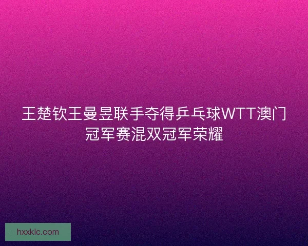 王楚钦王曼昱联手夺得乒乓球WTT澳门冠军赛混双冠军荣耀 王楚钦王曼昱联手夺得乒乓球WTT澳门冠军赛混双冠军荣耀